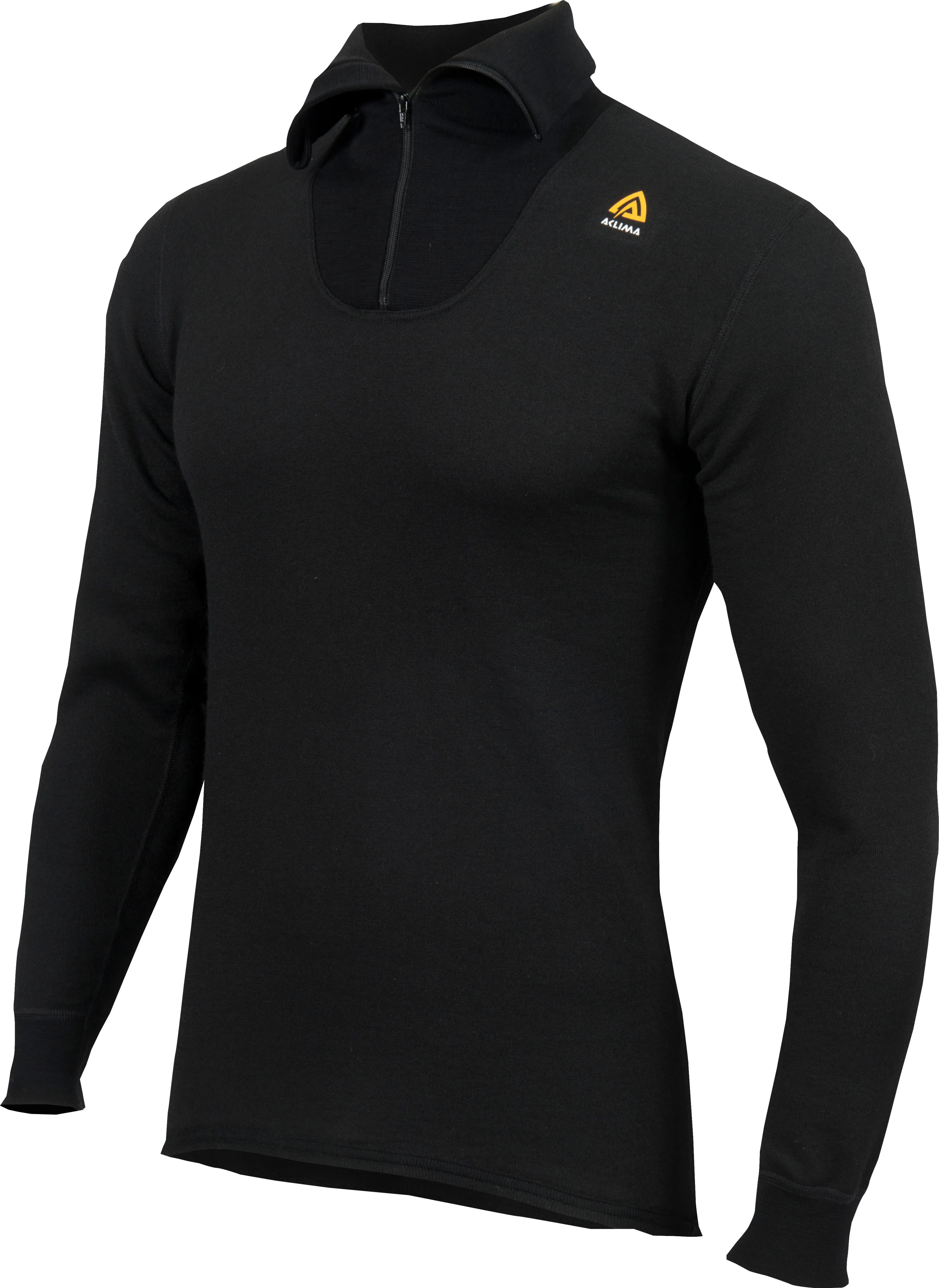 Aclima Men&#x27;s HotWool Polo with Zip Jet Black | Buy Aclima Men&#x27;s HotWool Polo with Zip Jet Black here | Outnorth