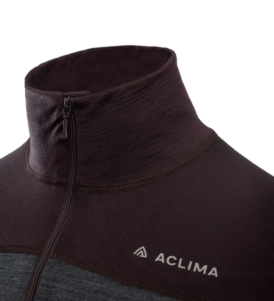 Aclima Men&#x27;s LightWool 180 Polo with Zip Chocolate Plum/Marengo | Buy Aclima Men&#x27;s LightWool 180 Polo with Zip Chocolate Plum/Marengo here | Outnorth
