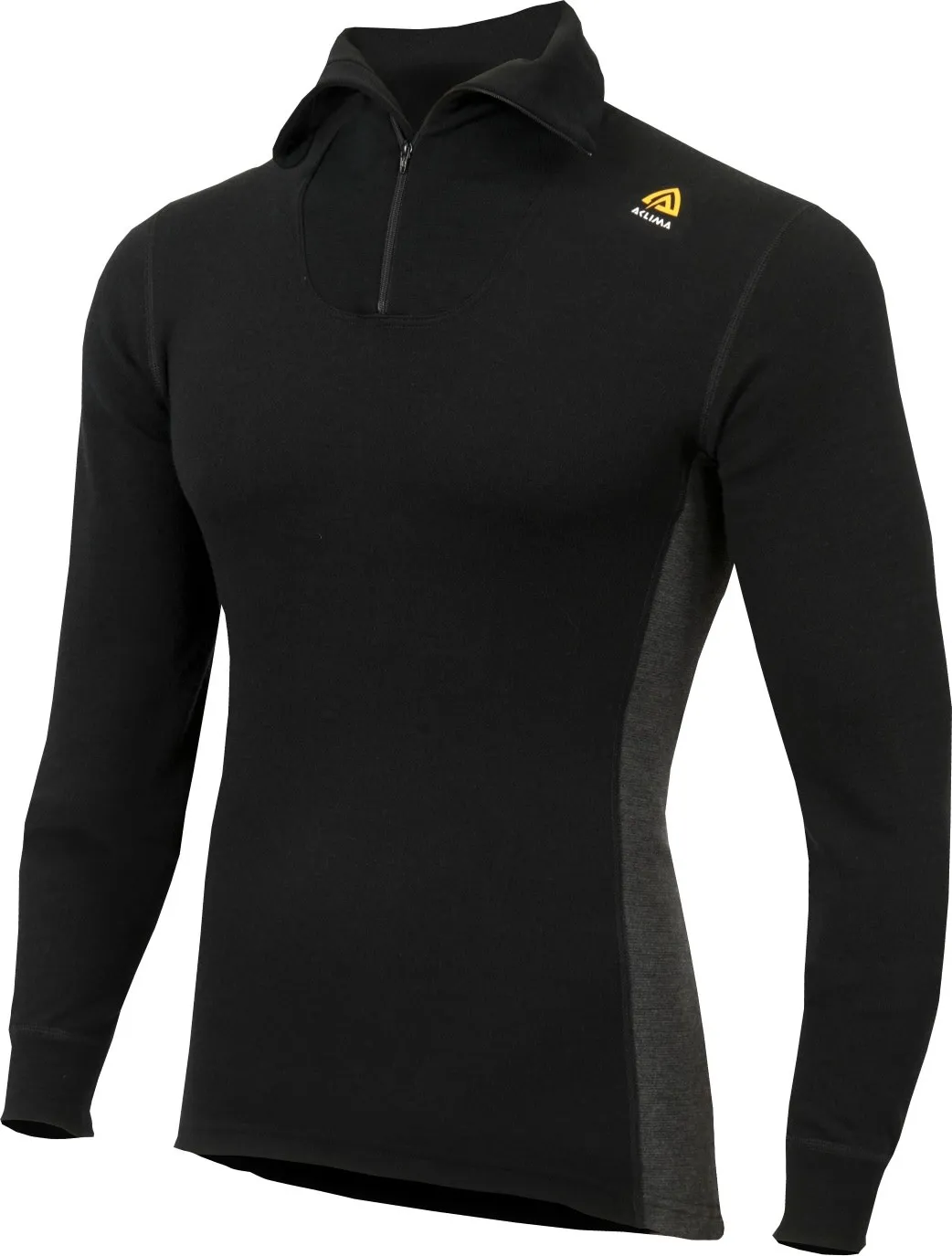 Aclima Men&#x27;s WarmWool Polo with Zip Jet Black/Marengo | Buy Aclima Men&#x27;s WarmWool Polo with Zip Jet Black/Marengo here | Outnorth