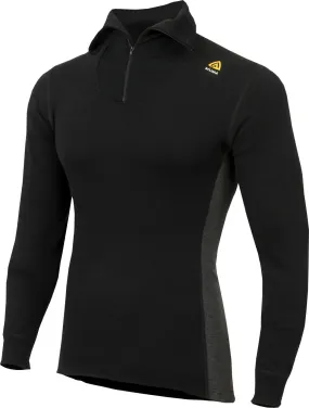 Aclima Men&#x27;s WarmWool Polo with Zip Jet Black/Marengo | Buy Aclima Men&#x27;s WarmWool Polo with Zip Jet Black/Marengo here | Outnorth