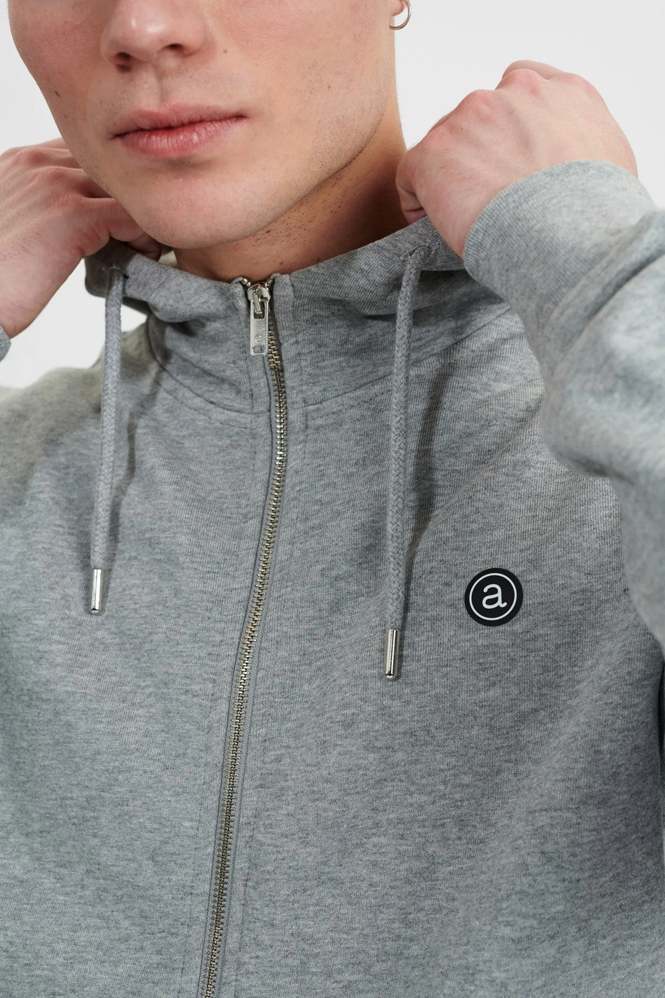 AKELLIOT NOOS ZIP HOODIE - Light grey mel