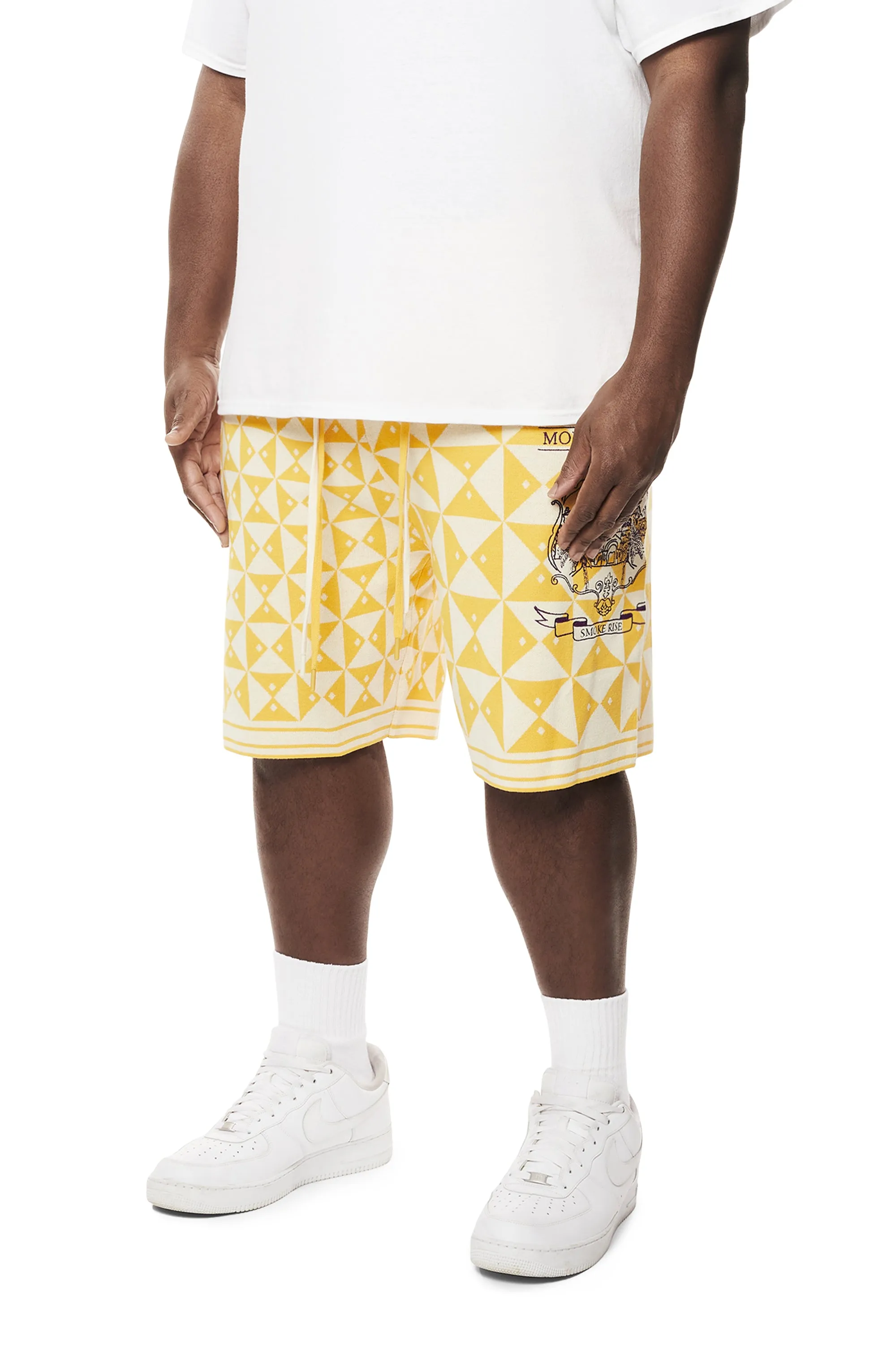 Big and Tall - Jacquard Knit Shorts - Mari Gold