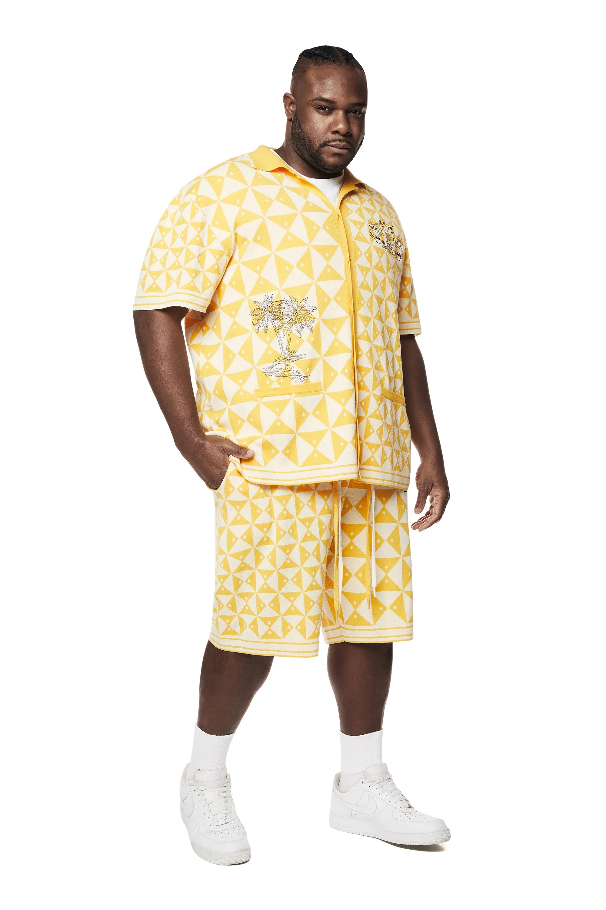 Big and Tall - Jacquard Knit Shorts - Mari Gold