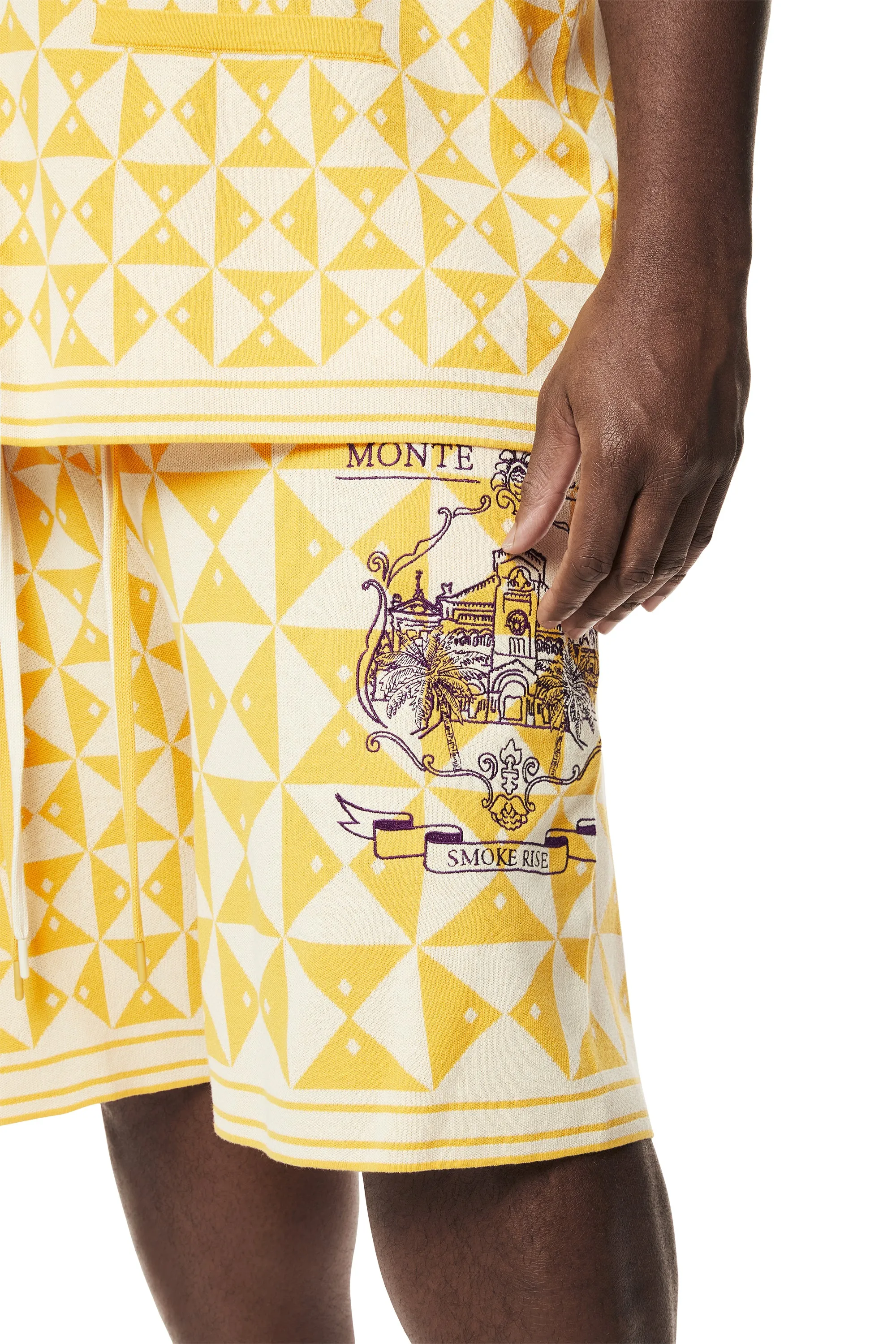 Big and Tall - Jacquard Knit Shorts - Mari Gold