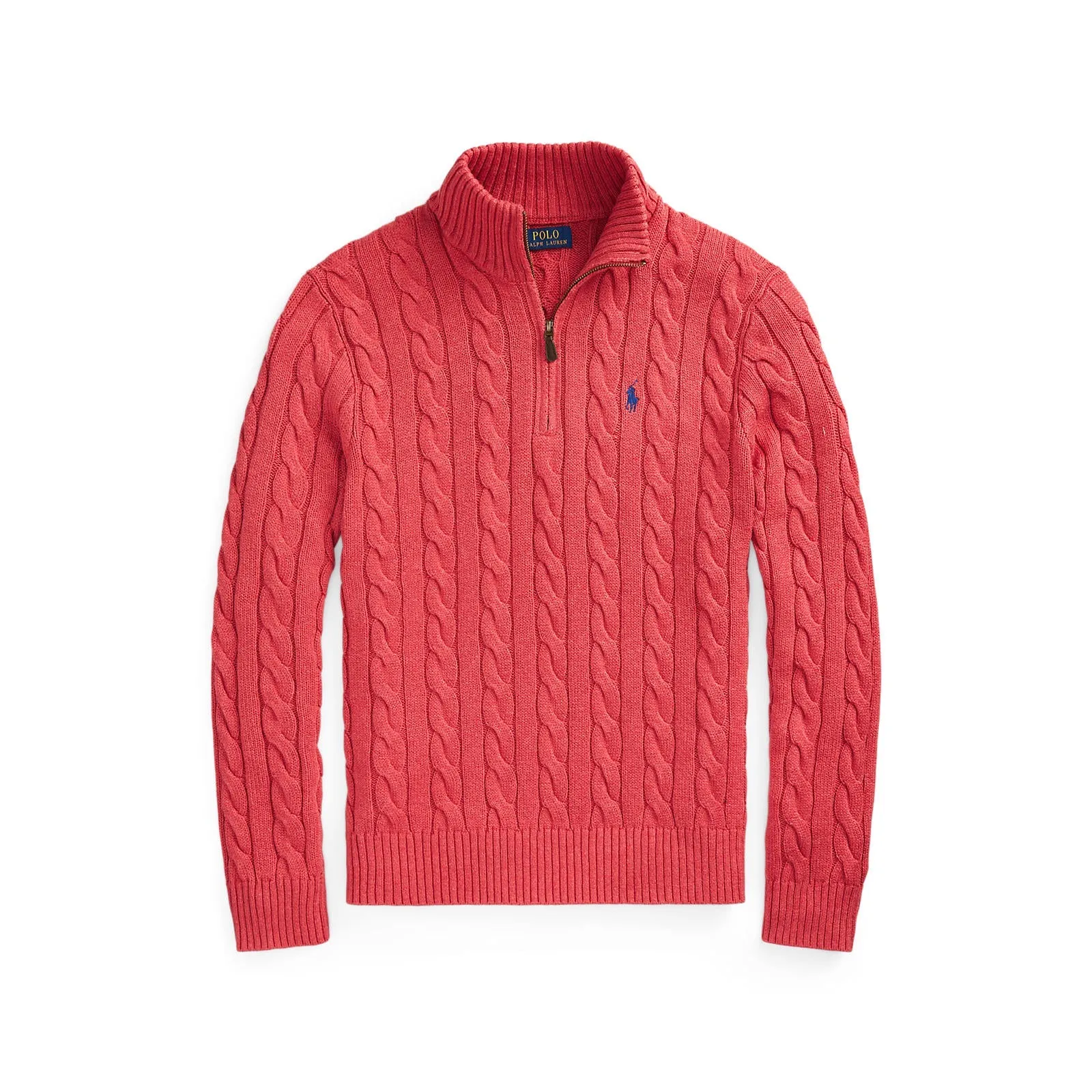 Cotton Cable Knit Sweater in Rich Heather Red Color