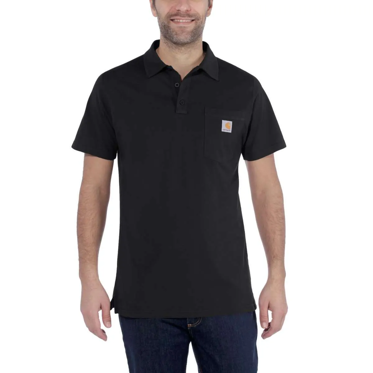 Carhartt&#x20;103569&#x20;Force&#xAE;&#x20;Cotton&#x20;Delmont&#x20;Pocket&#x20;Polo&#x20;-&#x20;Black