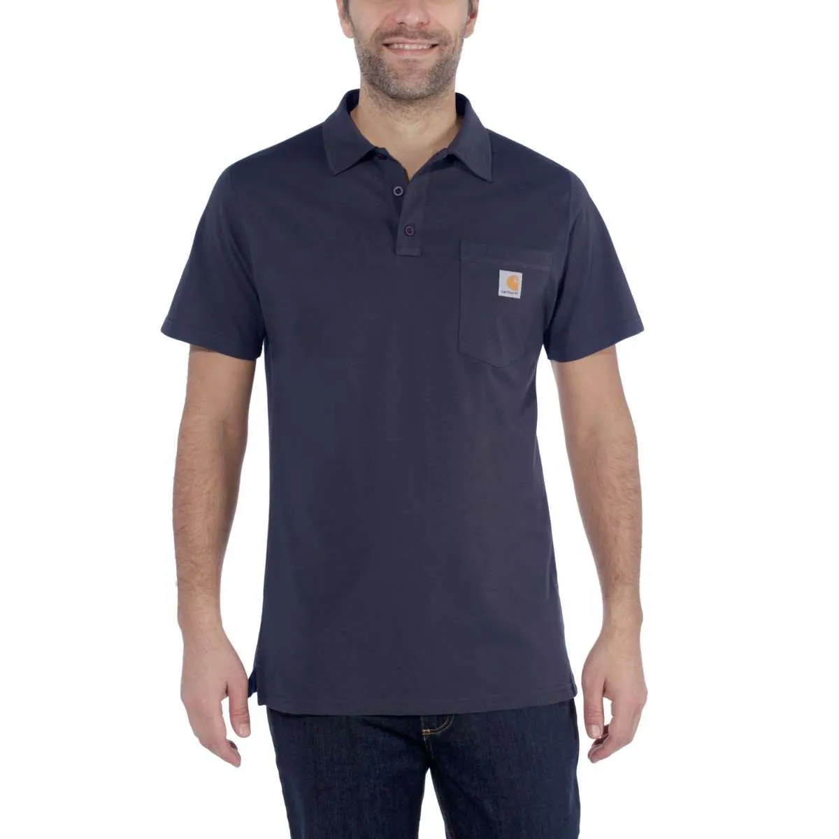 Carhartt&#x20;103569&#x20;Force&#xAE;&#x20;Cotton&#x20;Delmont&#x20;Pocket&#x20;Polo&#x20;-&#x20;Navy