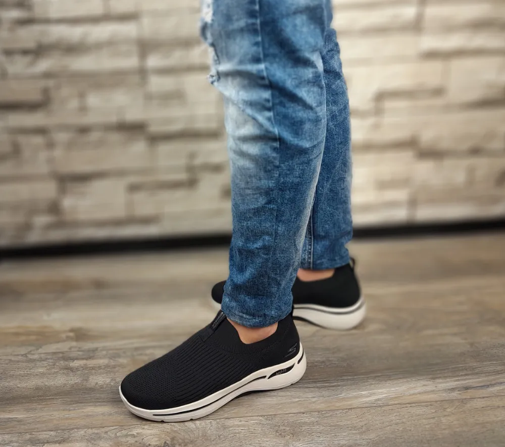 Espadrile sport, barbati, SKECHERS Go Walk Arch Fit Iconic, 216118-BKW negru, textil