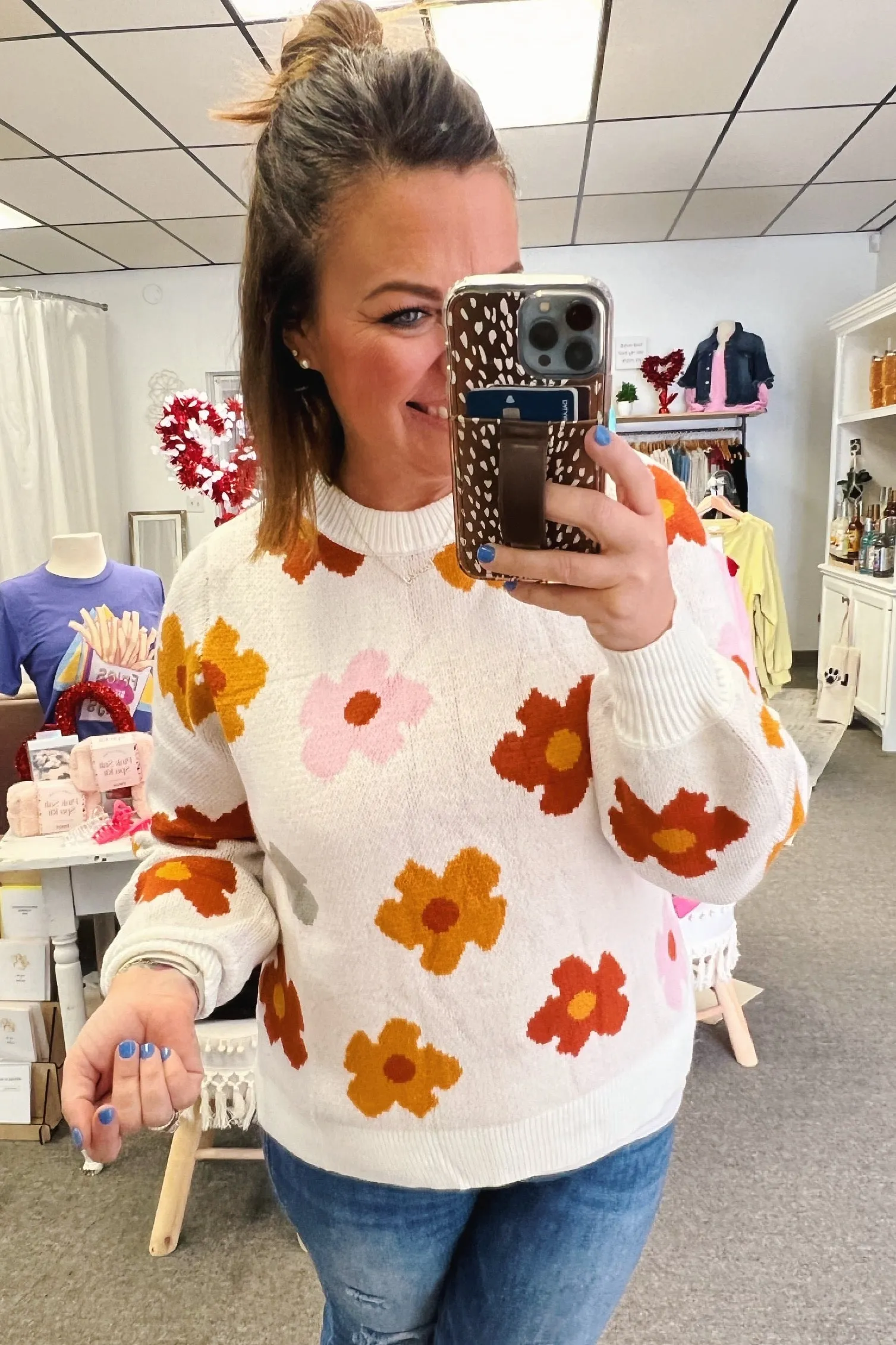 Flossie Retro Floral Sweater