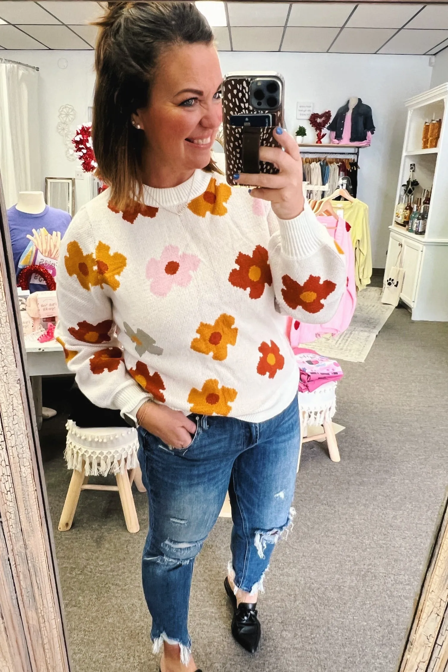 Flossie Retro Floral Sweater