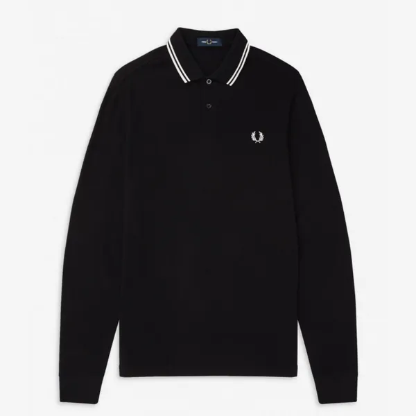 Fred Perry LS Twin Tipped Polo - Black