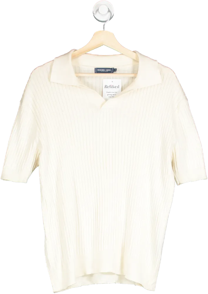 Frescobol Carioca Cream Ribbed Knit Polo Shirt UK M