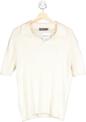 Frescobol Carioca Cream Ribbed Knit Polo Shirt UK M