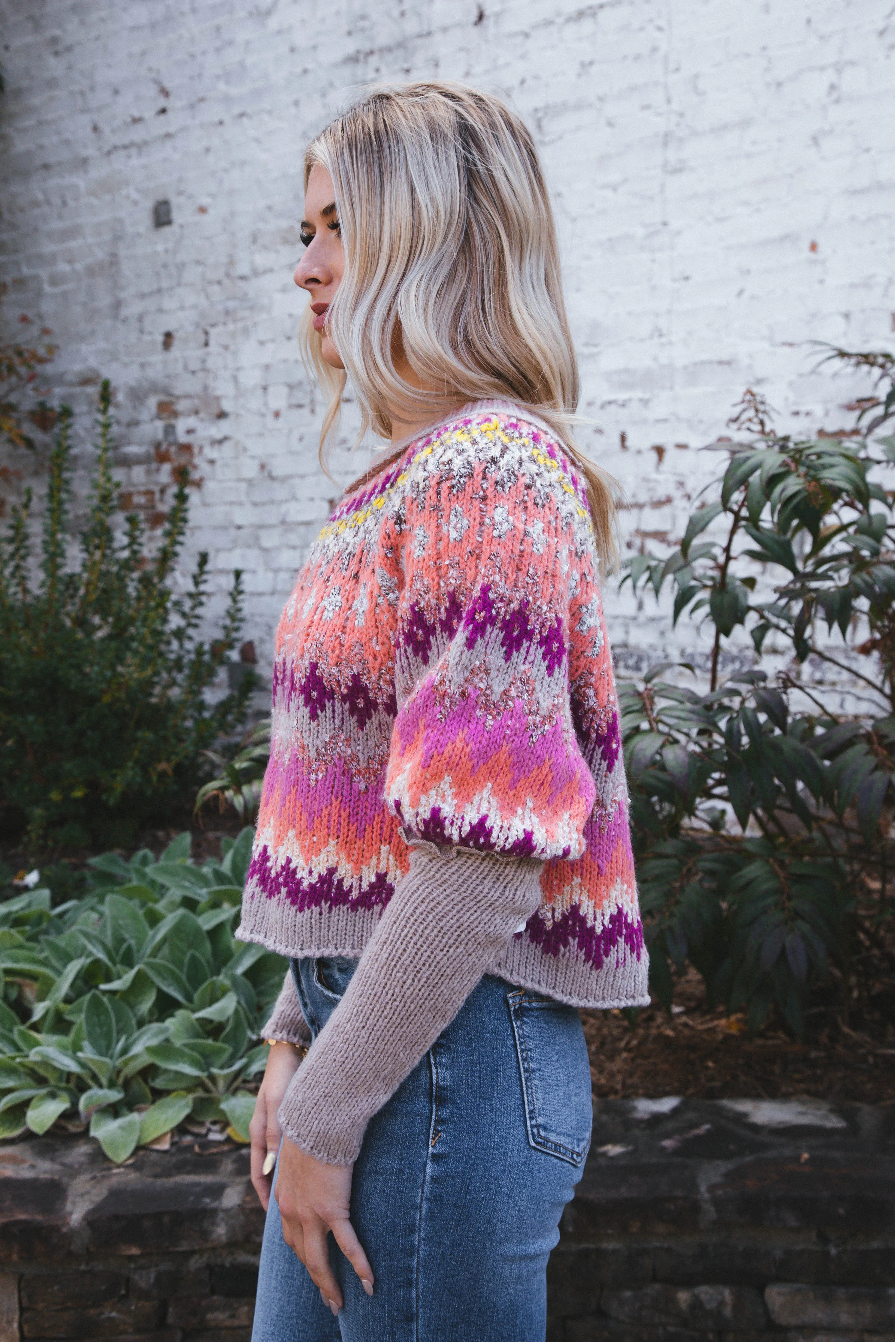Home For The Holidays Sweater, Raspberry Combo | Free People