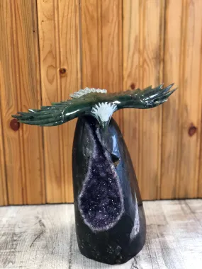 Jade Eagle on Amethyst Base