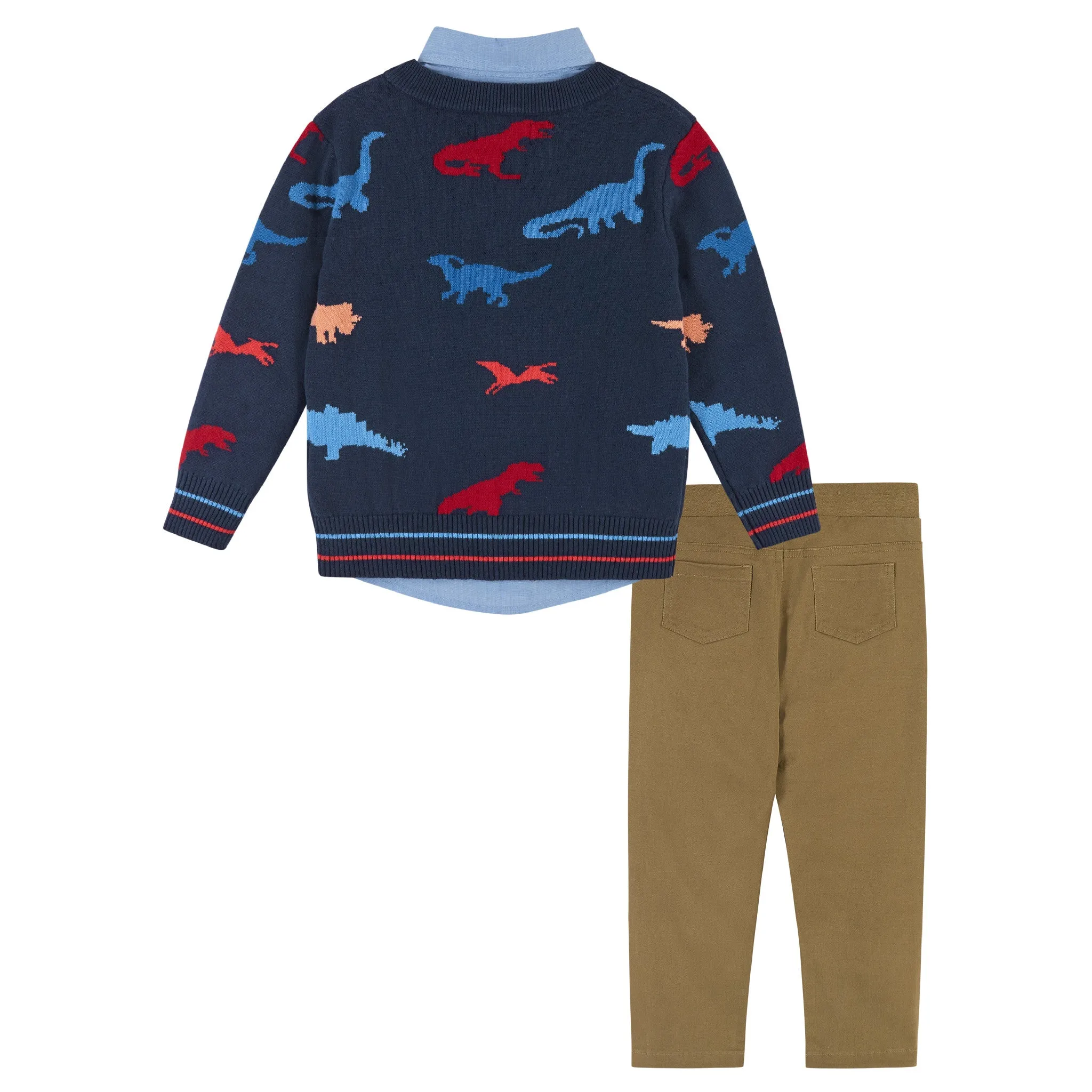 Navy Dinosaur Pattern Cardigan Sweater Set