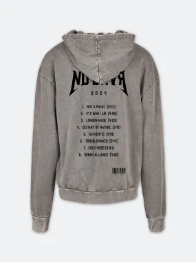 On Tour Acid Wash Black Print Hoodie (Asphalt Grey)