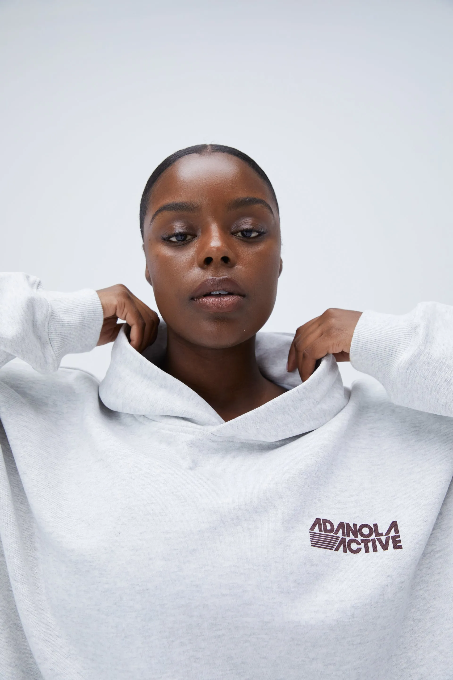 Light Grey Melange Oversized Retro Sport Hoodie