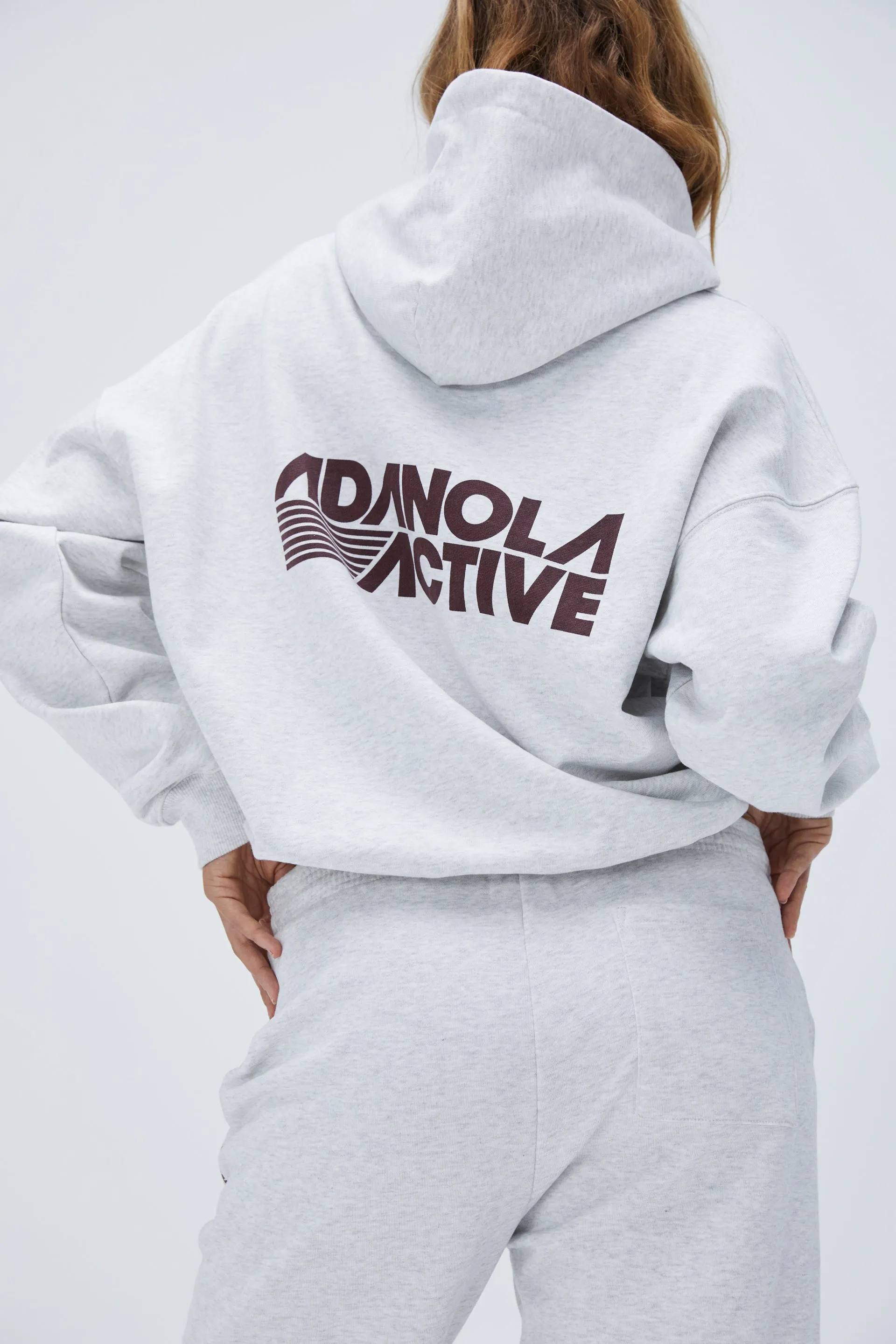 Light Grey Melange Oversized Retro Sport Hoodie