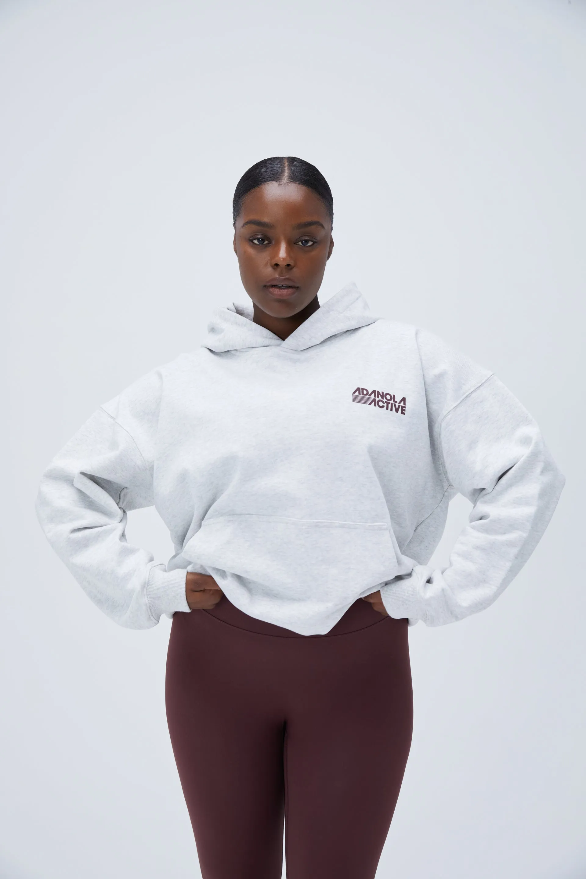 Light Grey Melange Oversized Retro Sport Hoodie
