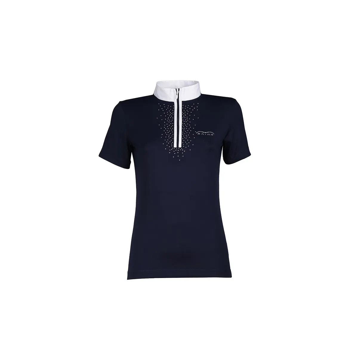 SHORT SLEEVED COMPETITION POLO WITH ZIP CLOSURE AND RHINESTONES ANIMO Women Blue