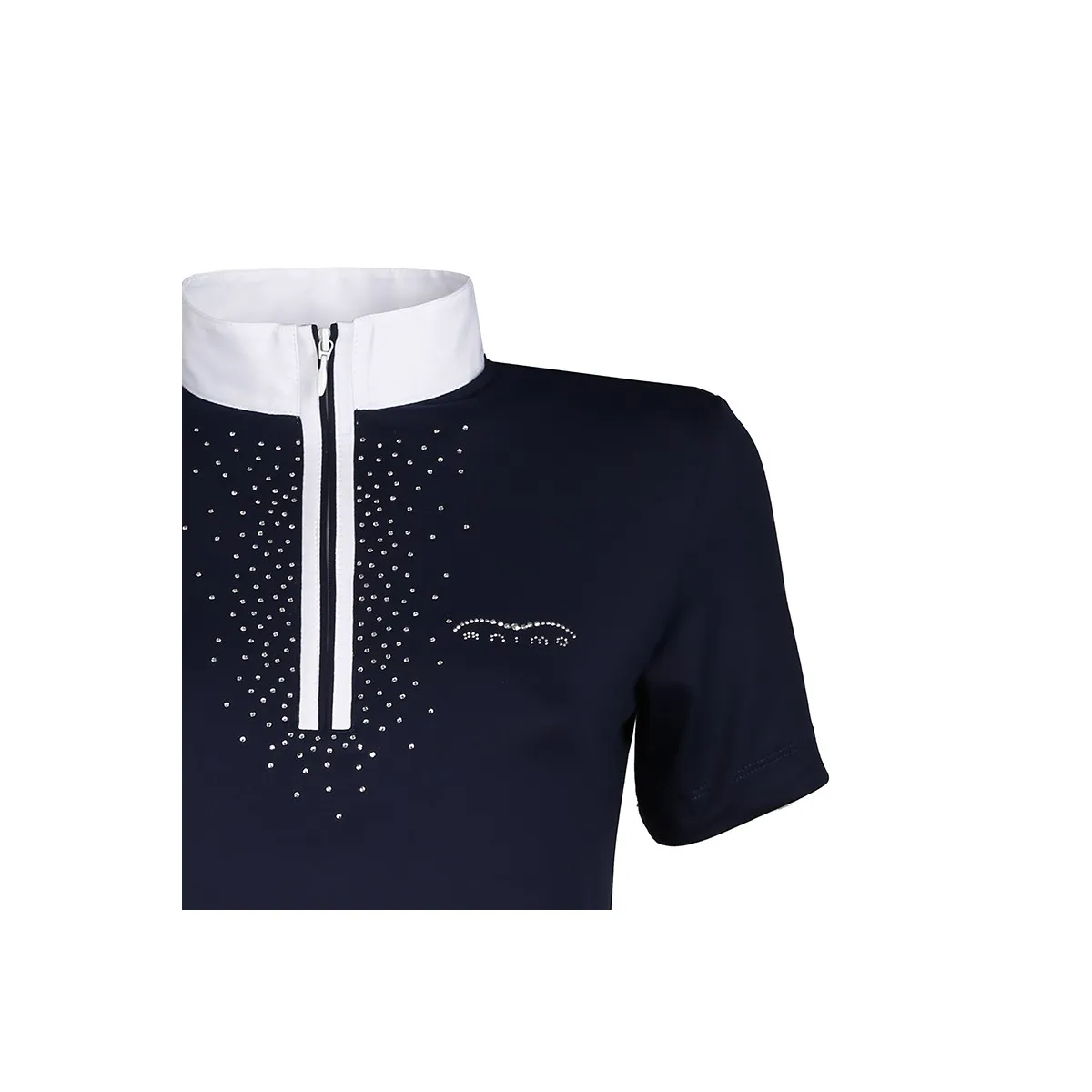 SHORT SLEEVED COMPETITION POLO WITH ZIP CLOSURE AND RHINESTONES ANIMO Women Blue